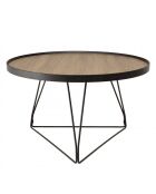 Table basse ronde 70x70cm mocha pieds épingles métal noir