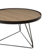 Table basse ronde 70x70cm mocha pieds épingles métal noir