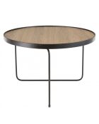 Table basse ronde 60x60cm mocha pieds asymétriques métal noir