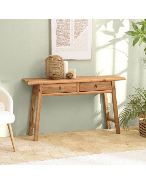 Console 2 tiroirs bois pin recyclé SANDY