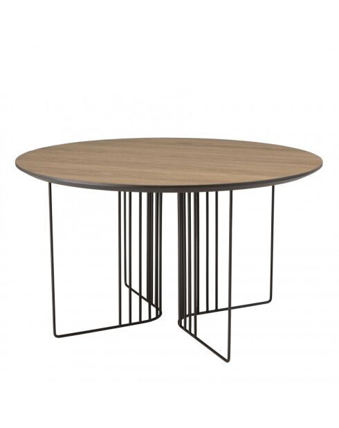 Table basse biseautée 70x70cm mocha pieds graphiques métal noir