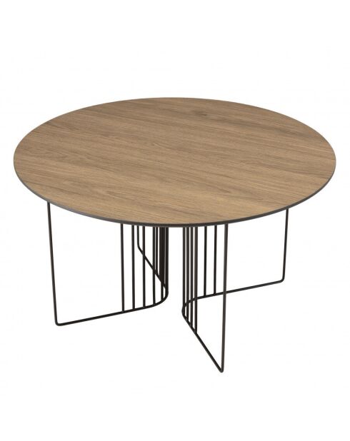 Table basse biseautée 70x70cm mocha pieds graphiques métal noir