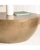 JONAS - Runder Couchtisch aus antikgoldfarbenem Aluminium, 90 x 90 cm