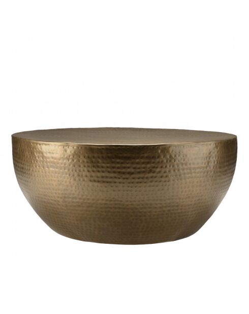 JONAS - Runder Couchtisch aus antikgoldfarbenem Aluminium, 90 x 90 cm