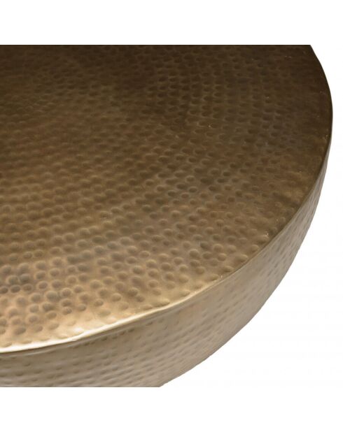 JONAS - Runder Couchtisch aus antikgoldfarbenem Aluminium, 90 x 90 cm