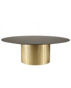 Table basse ronde 110x110cm plateau en fer noir pied strié doré