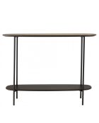 Console 2 plateaux 100x30cm bi-matière mocha/noir pieds métal