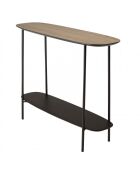 Console 2 plateaux 100x30cm bi-matière mocha/noir pieds métal