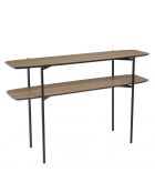 Console double plateau 120x33cm couleur mocha pieds métal noir