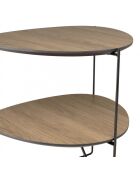Table d'appoint 2 plateaux ovoïdes couleur mocha pieds métal