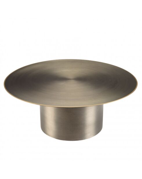 Table basse ronde 80x80cm en fer noir et bordure dorée