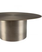 Table basse ronde 80x80cm en fer noir et bordure dorée