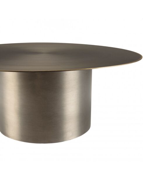 Table basse ronde 80x80cm en fer noir et bordure dorée