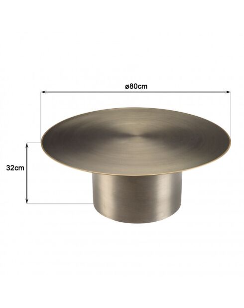 Table basse ronde 80x80cm en fer noir et bordure dorée