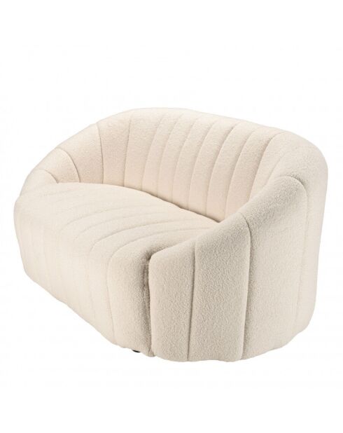 Canapé coquillage 2 places en tissu bouclette écru