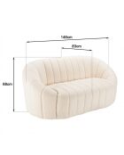 Canapé coquillage 2 places en tissu bouclette écru