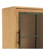 Buffet 1 porte vitrée encadrement vert pin et métal noir