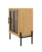 Buffet 1 porte vitrée encadrement vert pin et métal noir