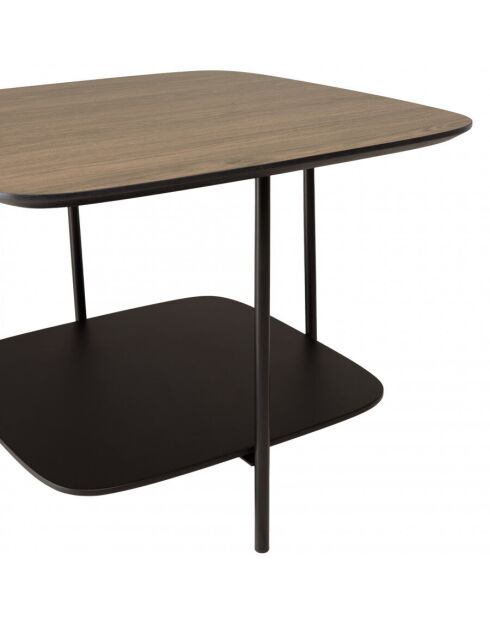 Table basse 2 plateaux PM bi-matière mocha/noir pieds métal