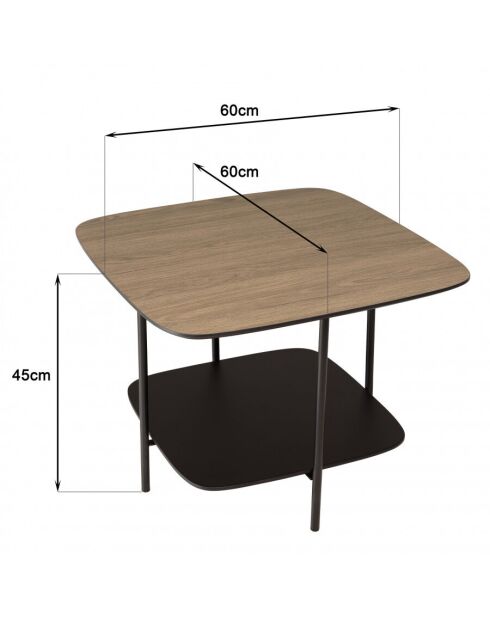 Table basse 2 plateaux PM bi-matière mocha/noir pieds métal