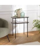 Table d'appoint double plateau couleur mocha pieds métal noir