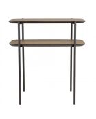 Table d'appoint double plateau couleur mocha pieds métal noir