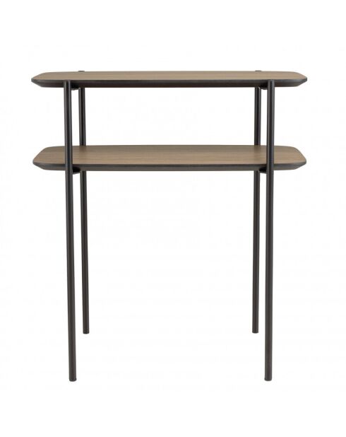 Table d'appoint double plateau couleur mocha pieds métal noir