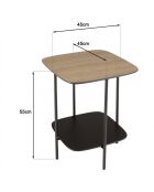 Table d'appoint 2 plateaux bi-matière mocha/noir pieds métal