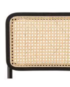 Lot de 2 chaises assise bois noir/rotin naturel pieds métal PIERRE