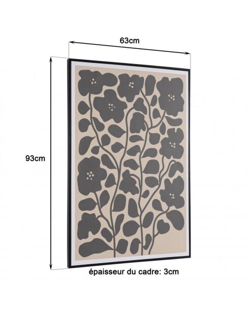 Décoration murale D - 63x93cm en papier japonais, cadre noir