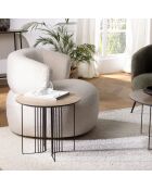 Table d'appoint biseautée 50x50cm mocha pieds graphiques métal