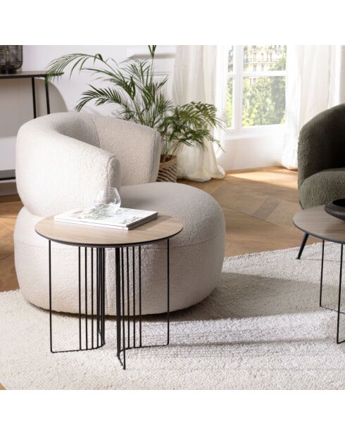 Table d'appoint biseautée 50x50cm mocha pieds graphiques métal