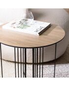 Table d'appoint biseautée 50x50cm mocha pieds graphiques métal