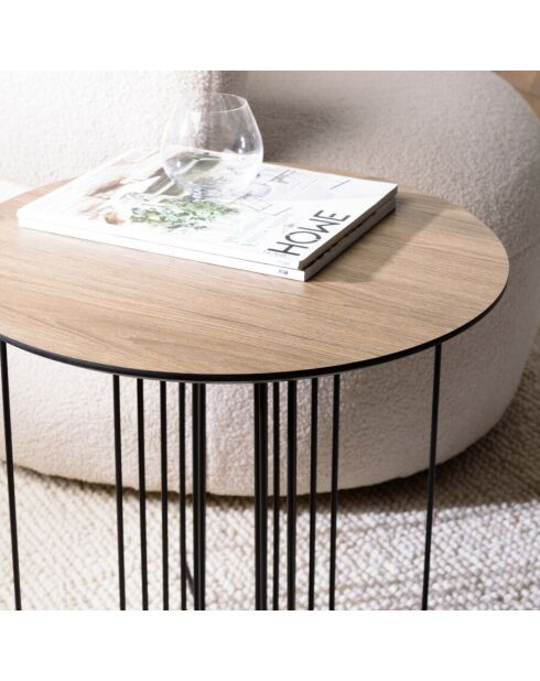 Table d'appoint biseautée 50x50cm mocha pieds graphiques métal