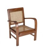 Fauteuil mindi et cannage bois foncé