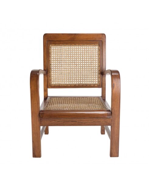 Fauteuil mindi et cannage bois foncé