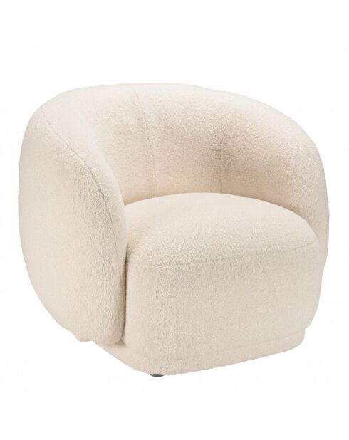 Fauteuil arrondi en tissu bouclette écru