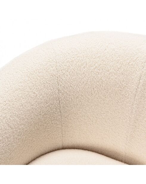 Fauteuil arrondi en tissu bouclette écru