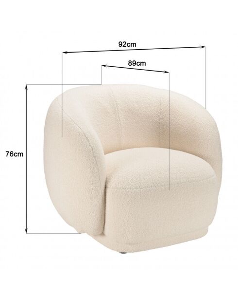 LEOPOLD - Poltrona tonda in tessuto riccio ecrù