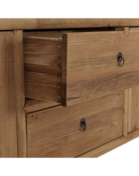 Meuble TV 2 tiroirs 4 portes/ longueur 240cm bois pin recyclé SANDY
