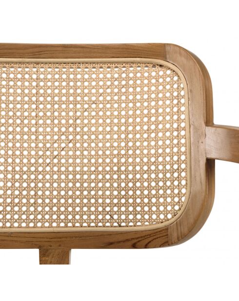 Fauteuil FLORES en teck dossier en cannage naturel coussin gris