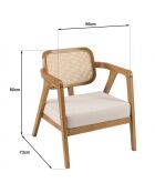 Fauteuil FLORES en teck dossier en cannage naturel coussin gris