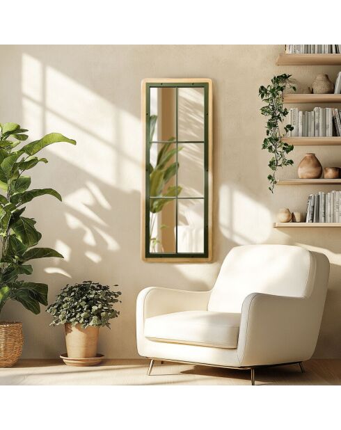 Miroir rectangulaire esprit verrière pin et métal vert