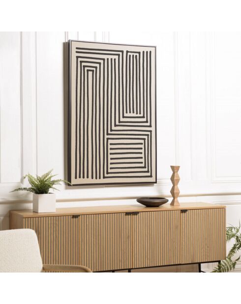 Décoration murale C - 83x123cm lignes abstraites, cadre noir