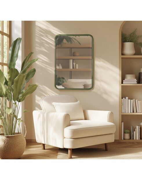 Miroir rectangulaire angles arrondis en métal vert