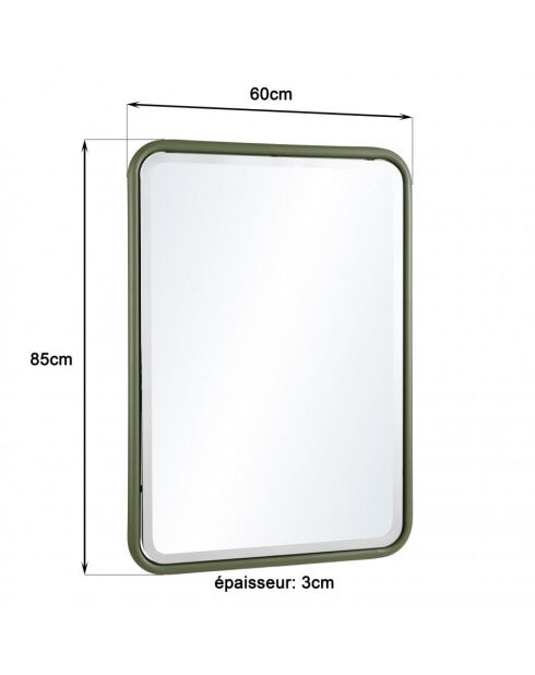 Miroir rectangulaire angles arrondis en métal vert