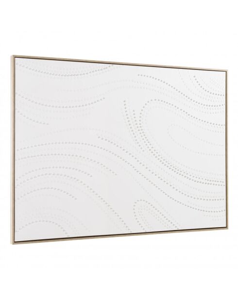 Décoration murale 103x143cm blanche à points, cadre naturel