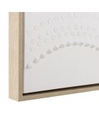 Décoration murale 103x143cm blanche à points, cadre naturel