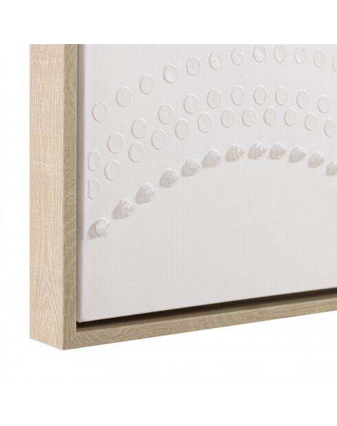Décoration murale 103x143cm blanche à points, cadre naturel