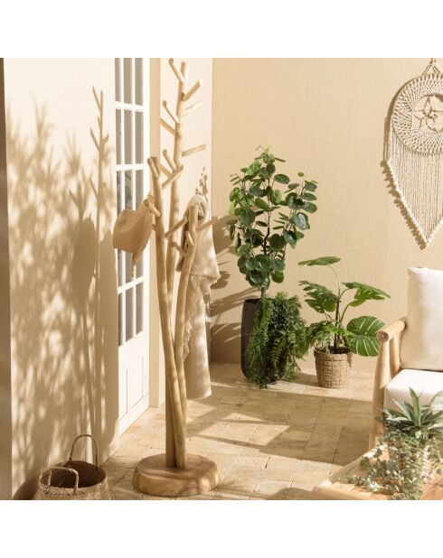 Porte-manteau 3 branches en teck naturel
